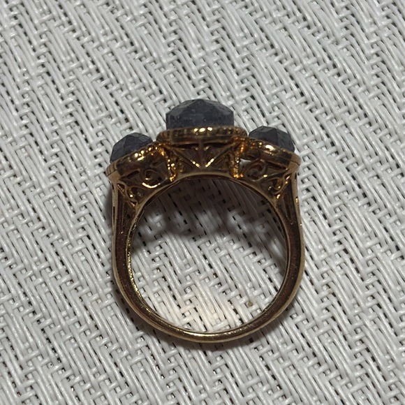 Sterling Silver Gold Plated Three Stone Ring Size 7 - Picture 9 of 9
